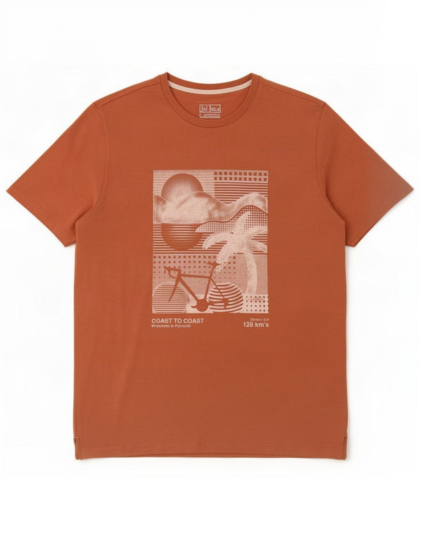 Fat Face Herre grafisk T-shirt Top Stor Orange Flecked Bomuld