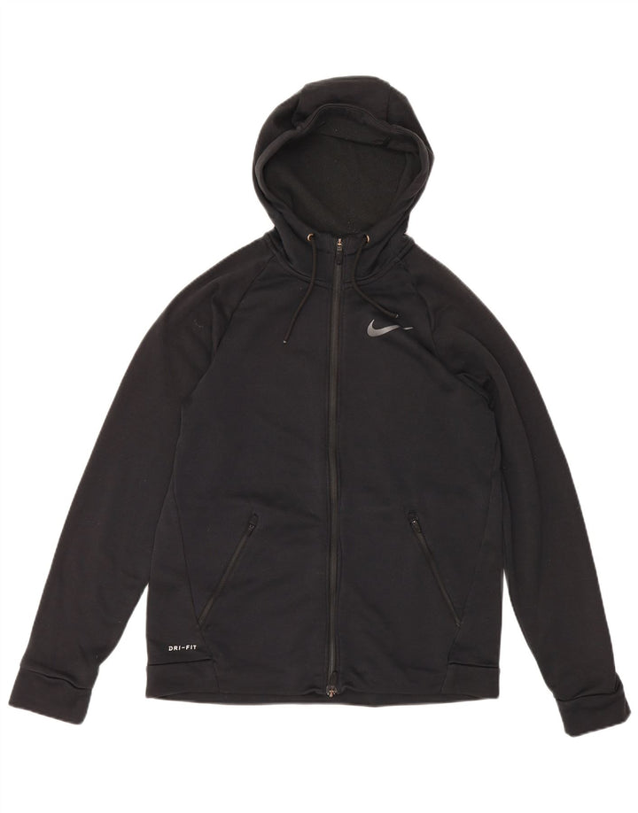 Nike Herre Dri Fit Hættetrøje med lynlås, medium sort polyester