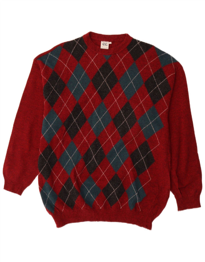 Rian Rucci Herre Crew Neck Jumper Sweater IT 56 XL Rød Argyle/Diamond
