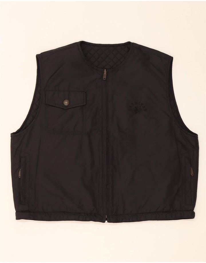 Vintage kvinders overdimensioneret vendbar quiltet Gilet UK 12 medium sort nylon