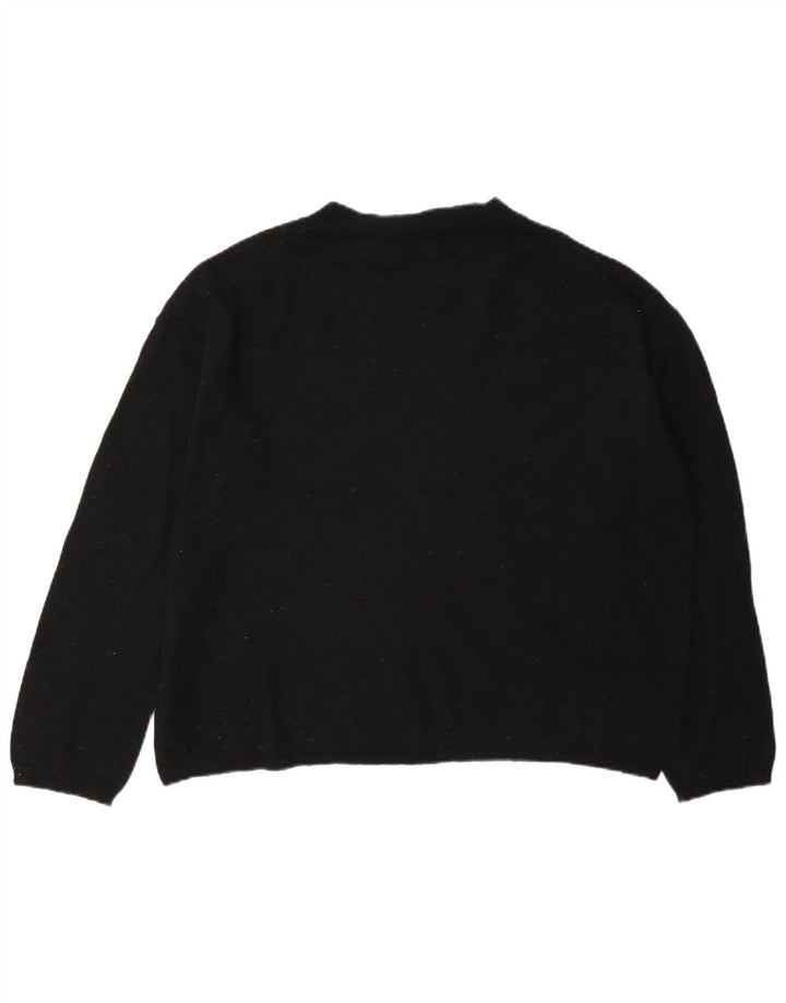 Zara Dame Oversized Crew Neck Jumper Sweater UK 10 Small Black Wool