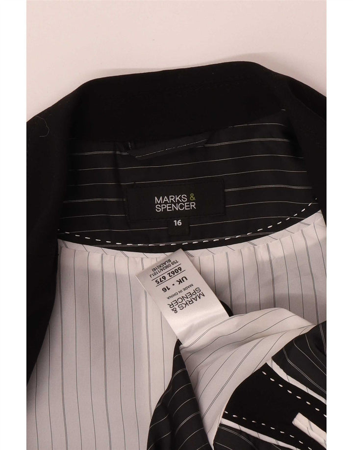 Marks & Spencer Dame 1-knaps blazerjakke UK 16 Stor sort polyester
