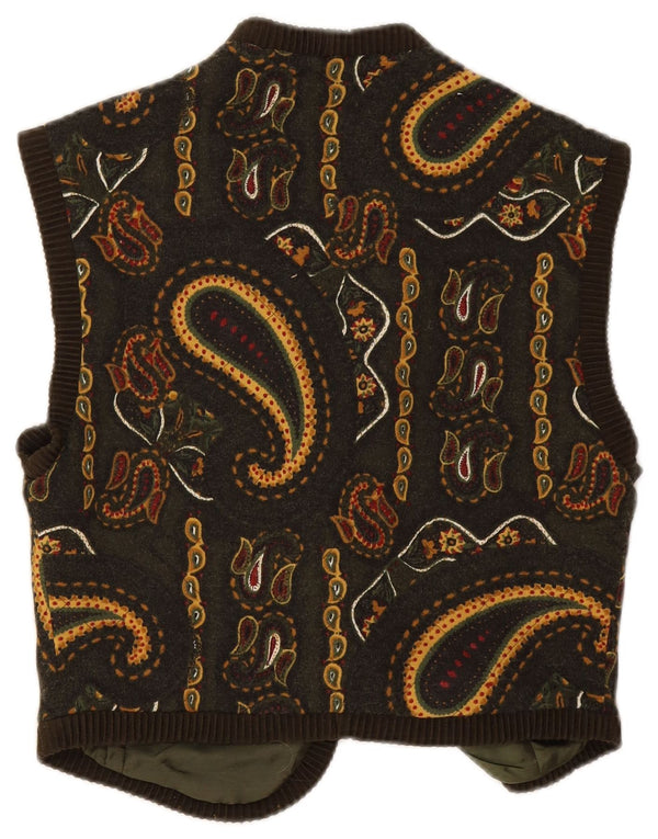 Vintage damevest IT 44 Medium Grøn Paisley Wool