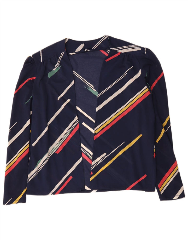 Vintage dame cardigan top IT 42 Mellem marineblå stribet