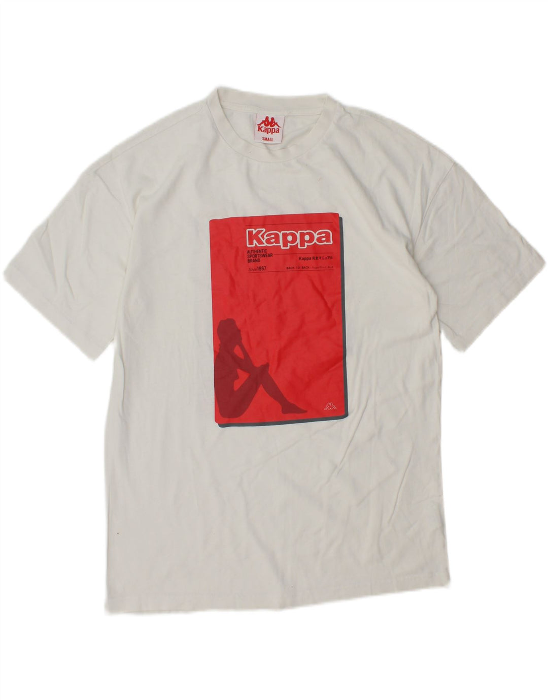 KAPPA Herre grafisk T-shirt Top Lille hvid bomuld