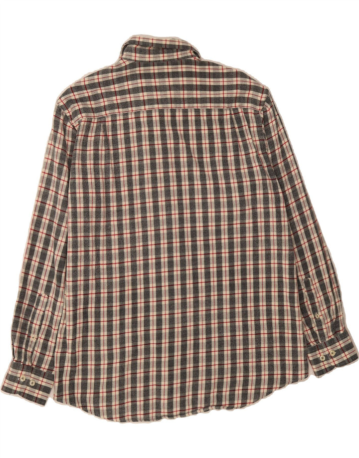 PIERRE CARDIN Mens Flannel Shirt Large Grey Check Cotton Vintage Pierre Cardin and Second-Hand Pierre Cardin from Messina Hembry 