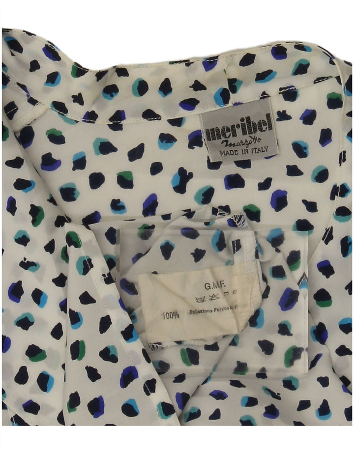 Marzotto Dame bluse Top UK 14 Stor hvid plettet polyester