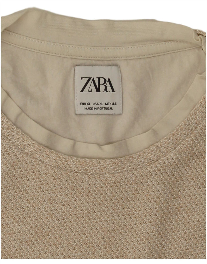Zara Herre T-Shirt Top XL Beige