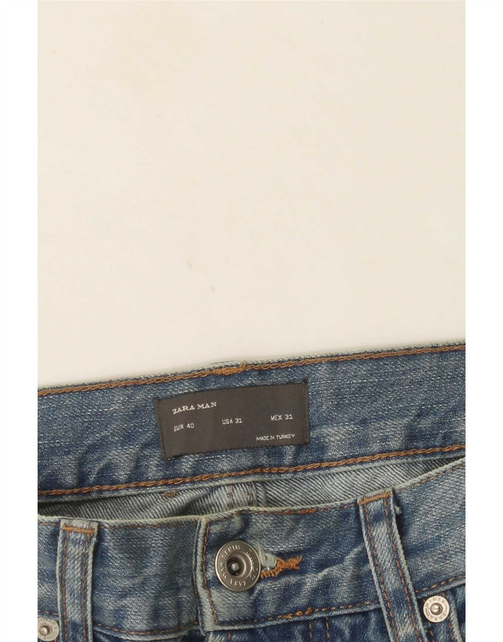 Zara Herre Distressed Slim Jeans EU 40 Medium W31 L28 Blå
