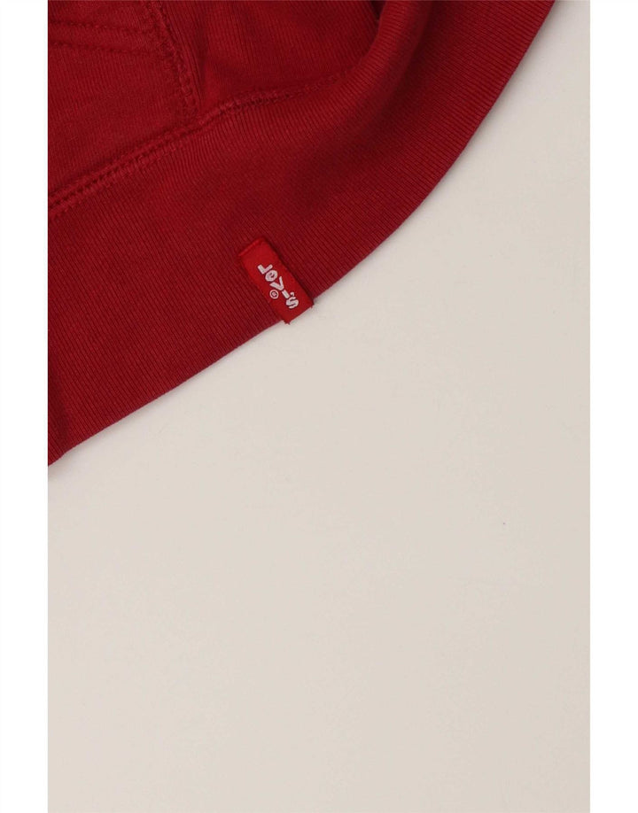 Levi's Dame Crop Hættetrøje Sweater med lynlås UK 10 Lille Rød