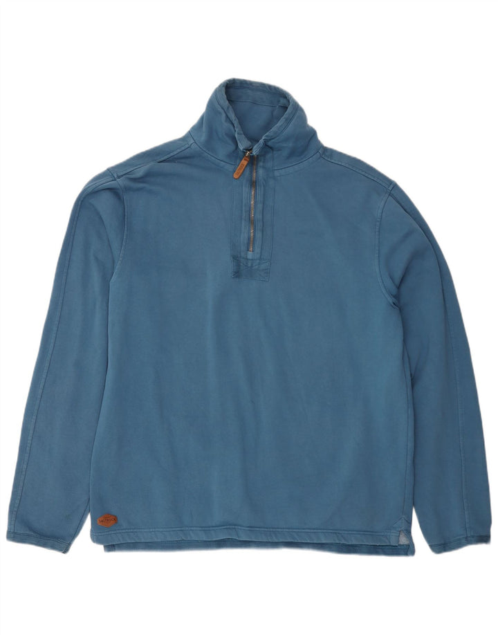 Saltrock Herre Zip Neck Sweatshirt Jumper Stor Blå Bomuld