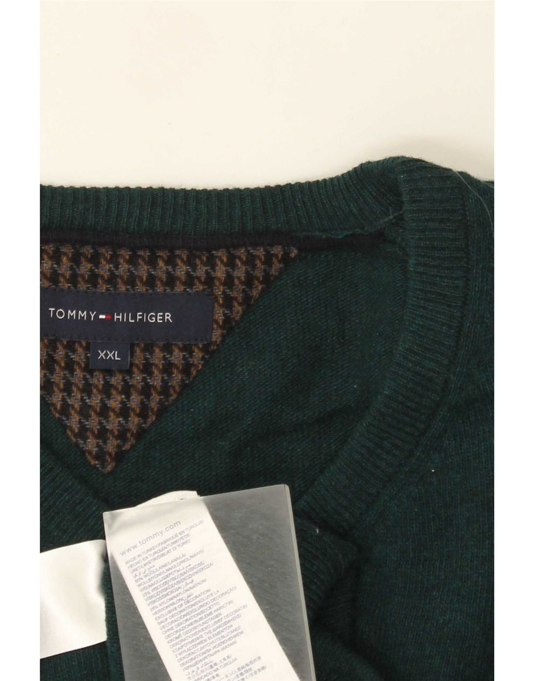 Tommy Hilfiger Herre V-hals sweater 2XL Grøn Uld