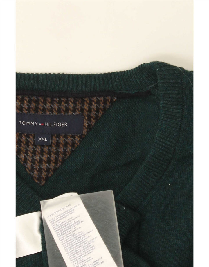 Tommy Hilfiger Herre V-hals sweater 2XL Grøn Uld