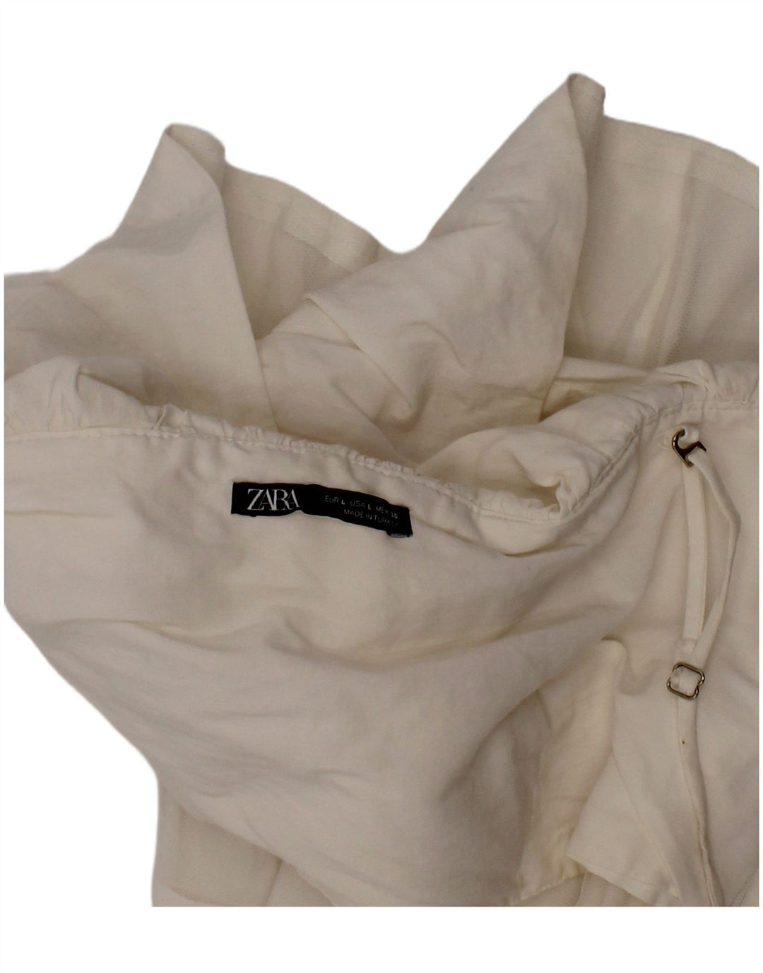 Zara Dame Ærmeløs Tiered Crop Top Stor hvid Bomuld