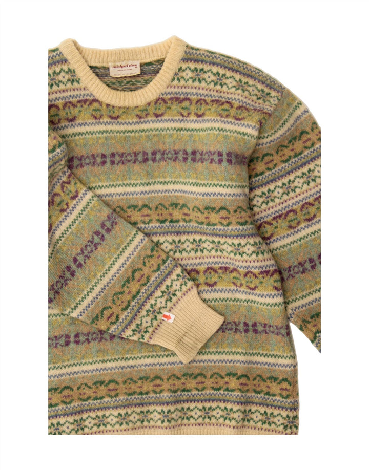 MICHAEL ROSS Sweater med rund hals til mænd Small Green Fair Isle
