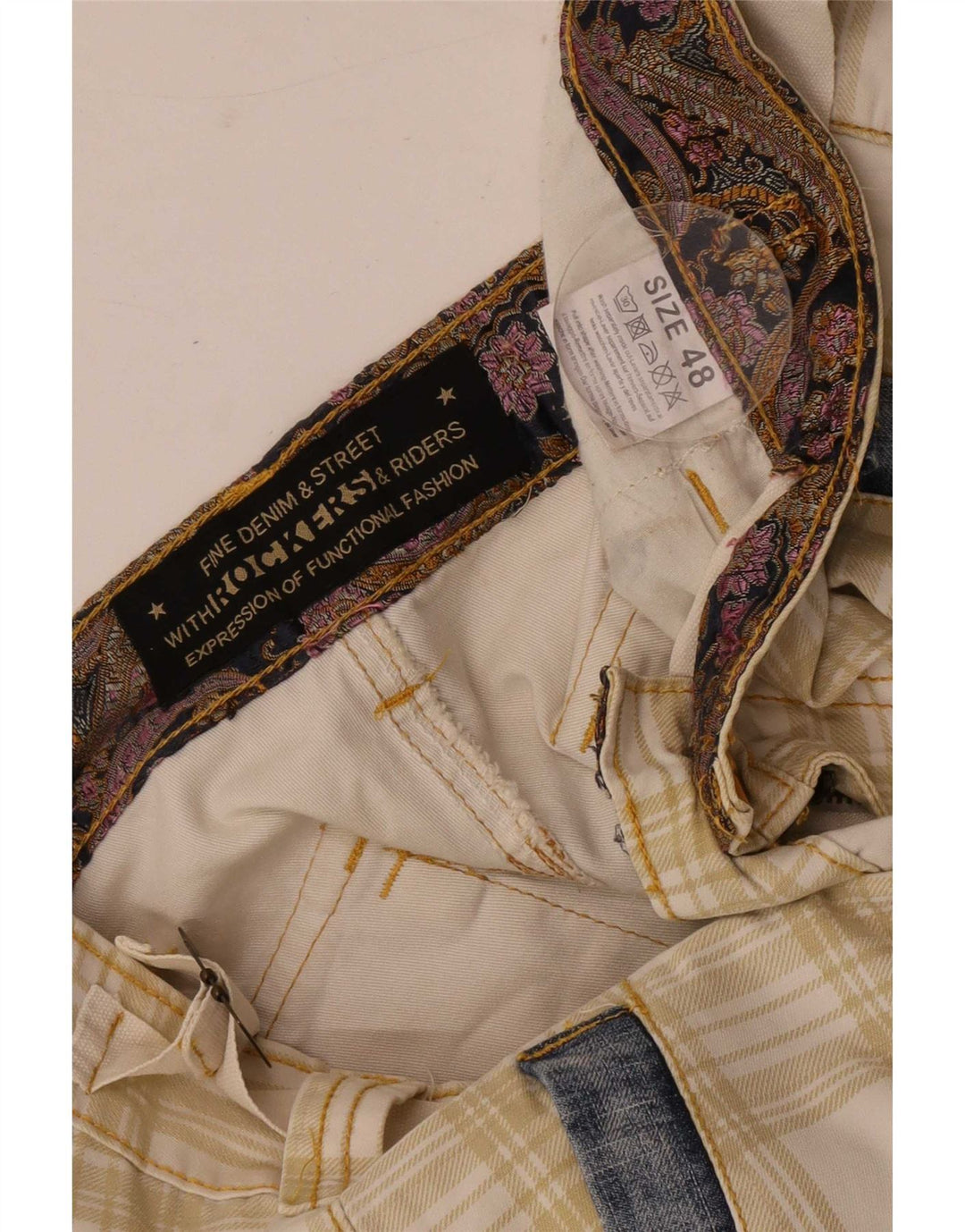 Vintage Herre Regular Cargo Shorts IT 48 Medium W34 Beige Plaid