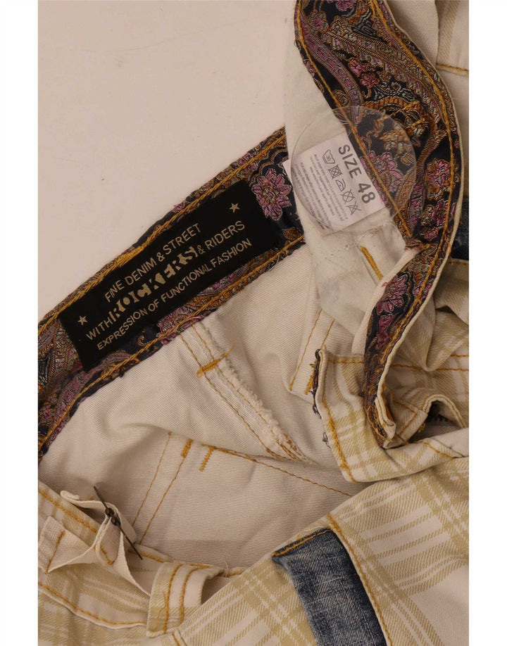 Vintage Herre Regular Cargo Shorts IT 48 Medium W34 Beige Plaid