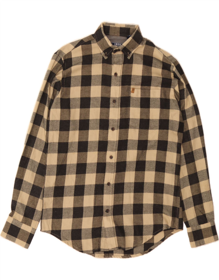 IZOD Mens Flannel Shirt Small Beige Check Cotton Vintage Izod and Second-Hand Izod from Messina Hembry 