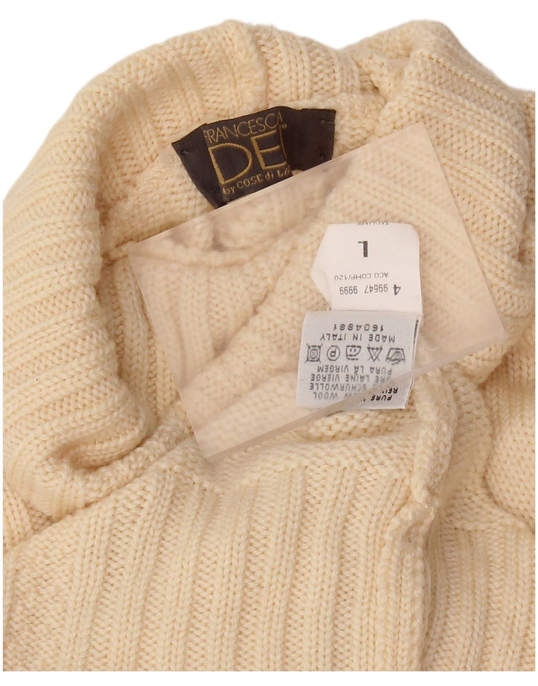 FRANCESCA Dame Rullehals sweater UK 16 Stor Beige Ny Uld