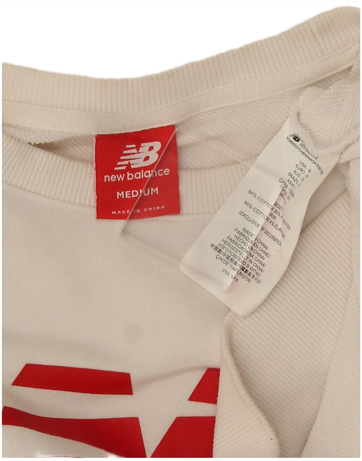 New Balance Herre Grafisk Sweatshirt Jumper Medium Hvid Bomuld
