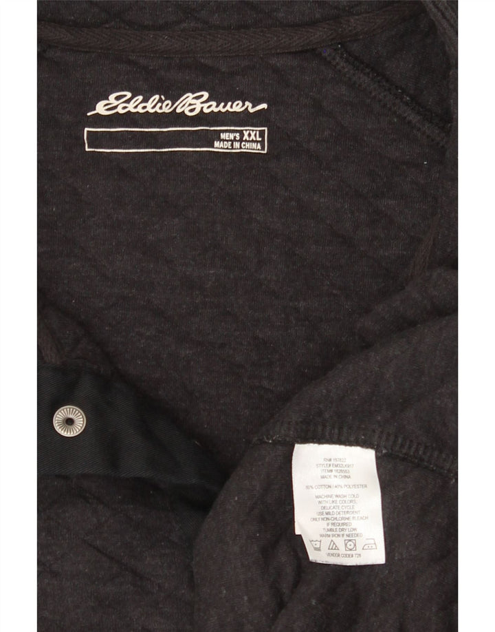 EDDIE BAUER Mens Button Neck Sweatshirt Jumper 2XL Grey Cotton Vintage Eddie Bauer and Second-Hand Eddie Bauer from Messina Hembry 