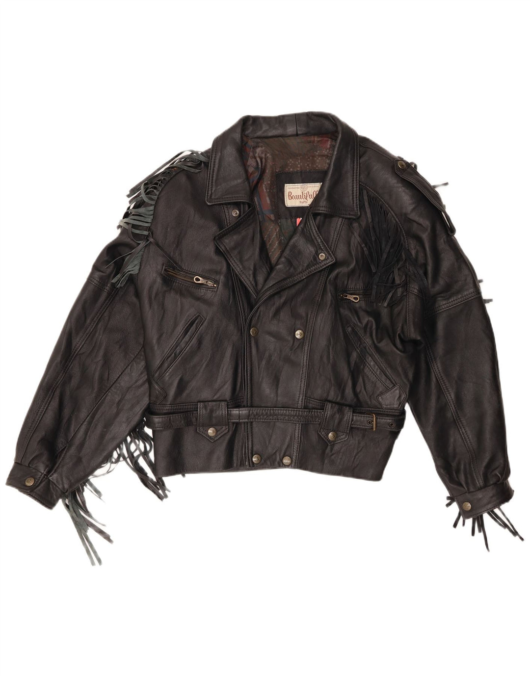Vintage Herre Læder Biker Jacket UK 40 Large Black