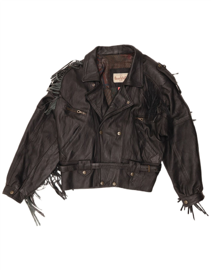 Vintage Herre Læder Biker Jacket UK 40 Large Black