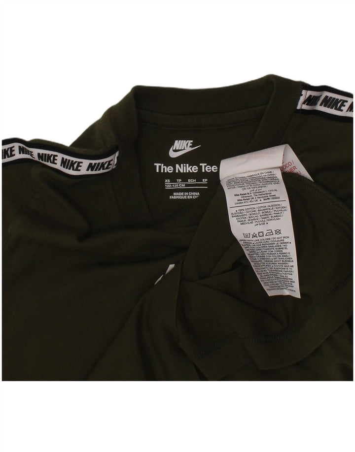 NIKE Boys Graphic T-Shirt Top 6-7 Years XS Khaki Colourblock Cotton