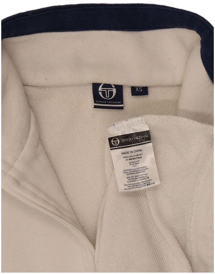 SERGIO TACCHINI Dame Oversized Crop Sweatshirt Jumper UK 6 XS Hvid