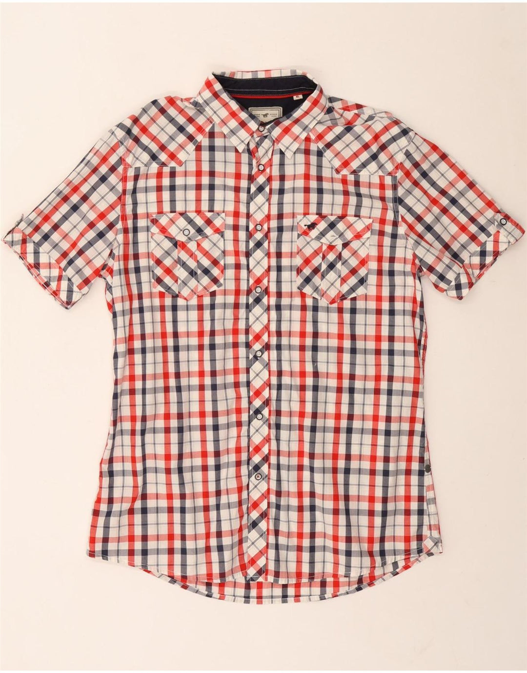 Mustang kortærmet herreskjorte XL flerfarvet ternet bomuld