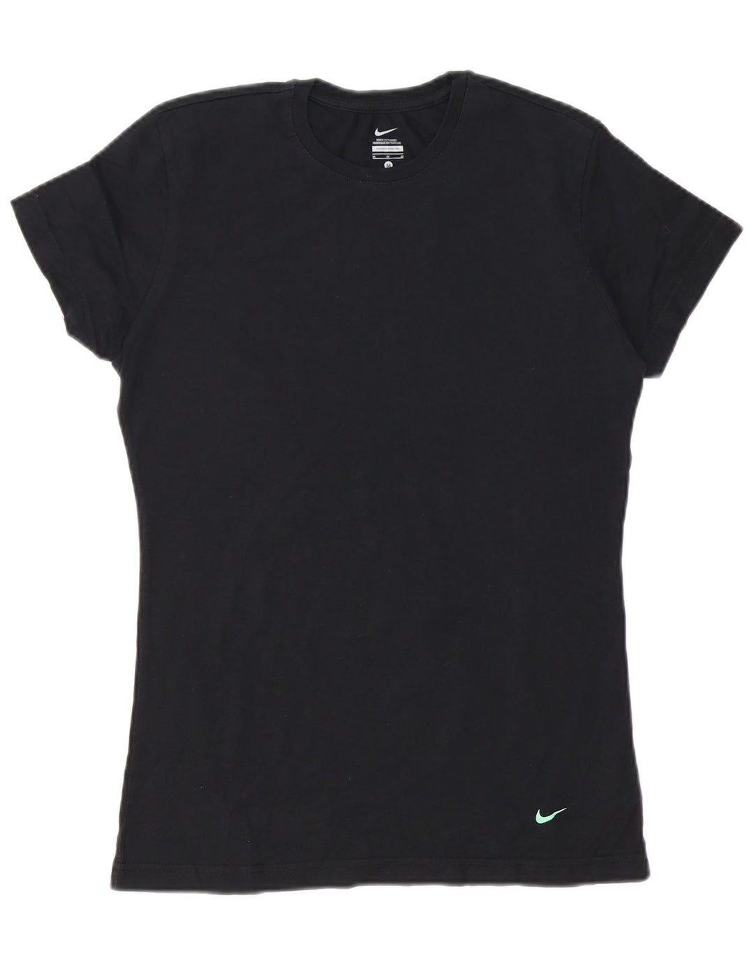 Nike Dame T-Shirt Top UK 12 Medium Sort Bomuld