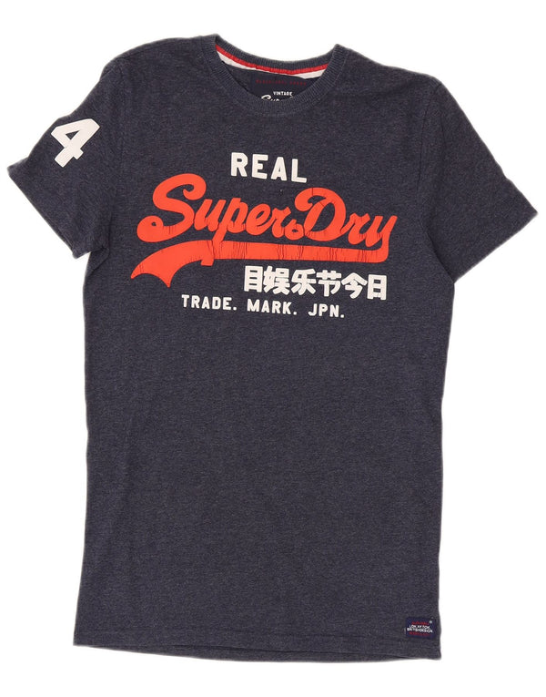 Superdry Mens Graphic T-Shirt Top XS Navy Blue Cotton