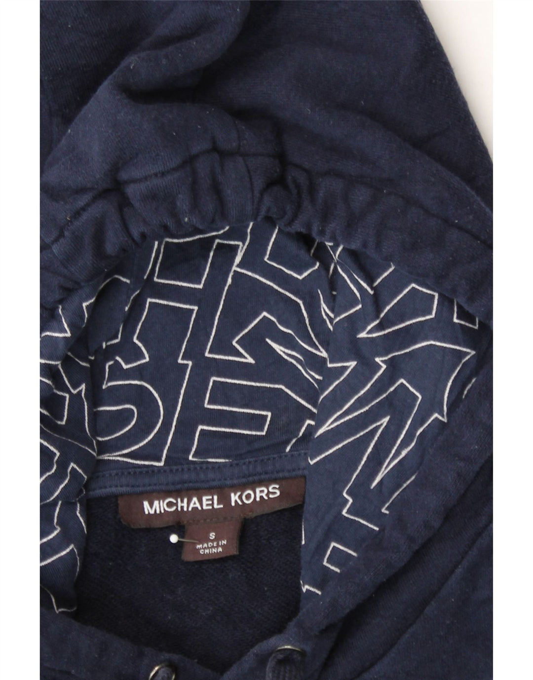 MICHAEL KORS Mens Graphic Hoodie Jumper Small Navy Blue Vintage Michael Kors and Second-Hand Michael Kors from Messina Hembry 