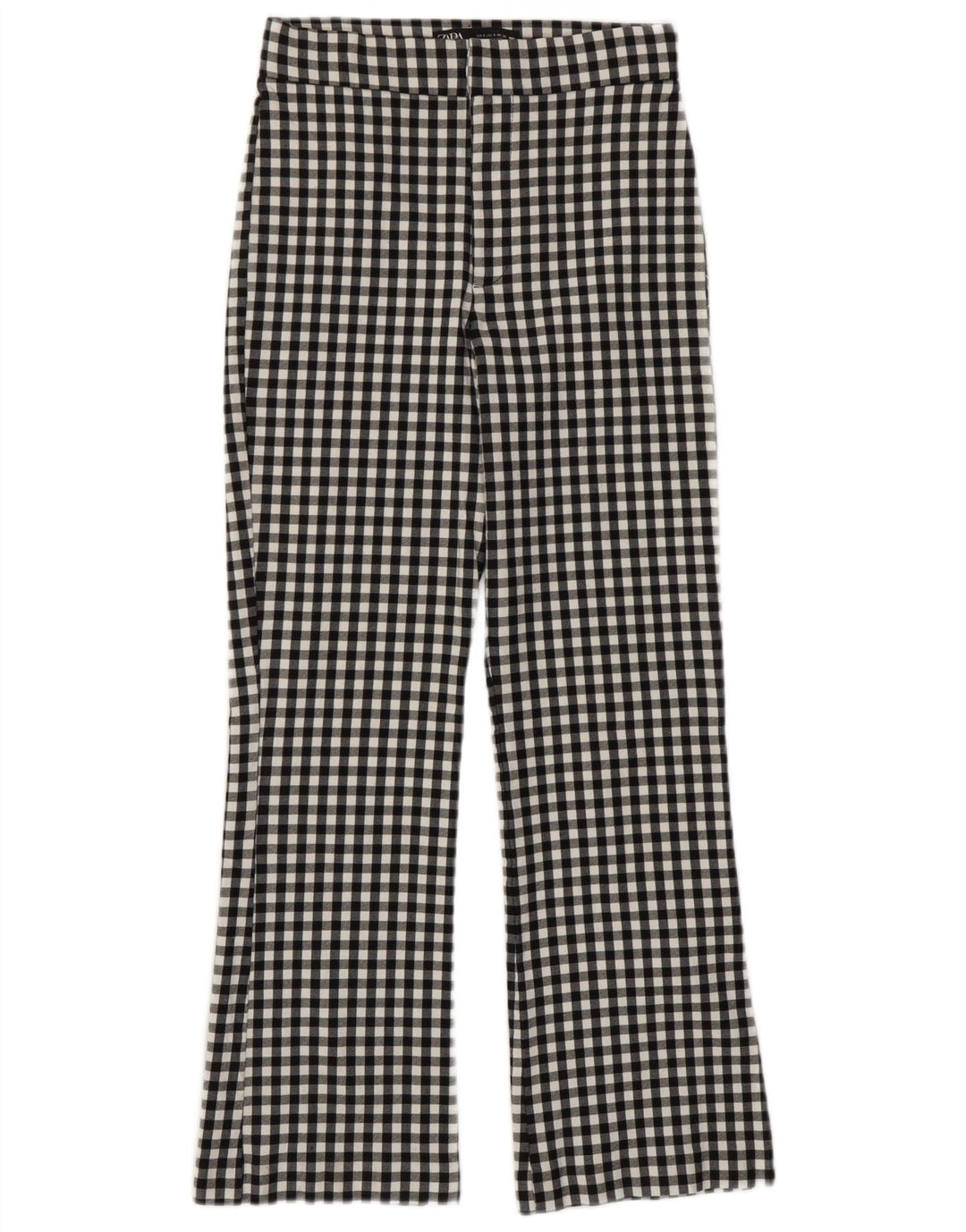 Zara Dame Bootcut Casual Bukser Små W26 L25 Sort Gingham Viscose