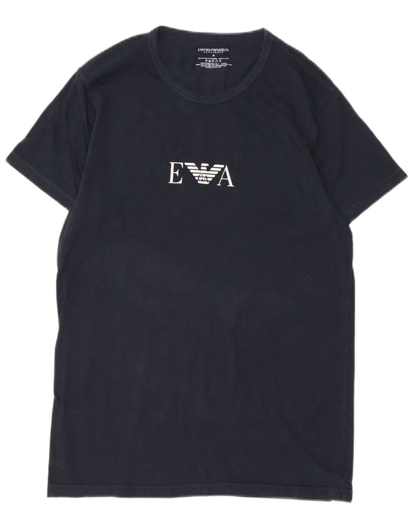 Emporio Armani Herre grafisk T-shirt Top Medium Sort Bomuld