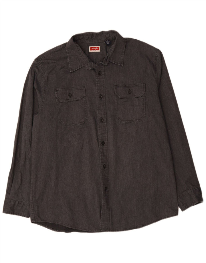 WRANGLER Mens Big & Tall Shirt XL Grey Polyester