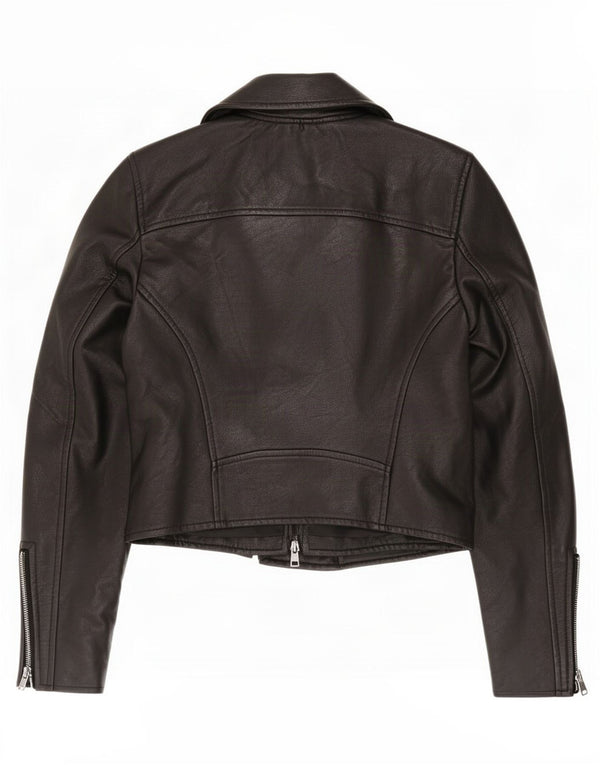 Abercrombie & Fitch Biker-jakke i imiteret læder til kvinder UK 10 Lille sort