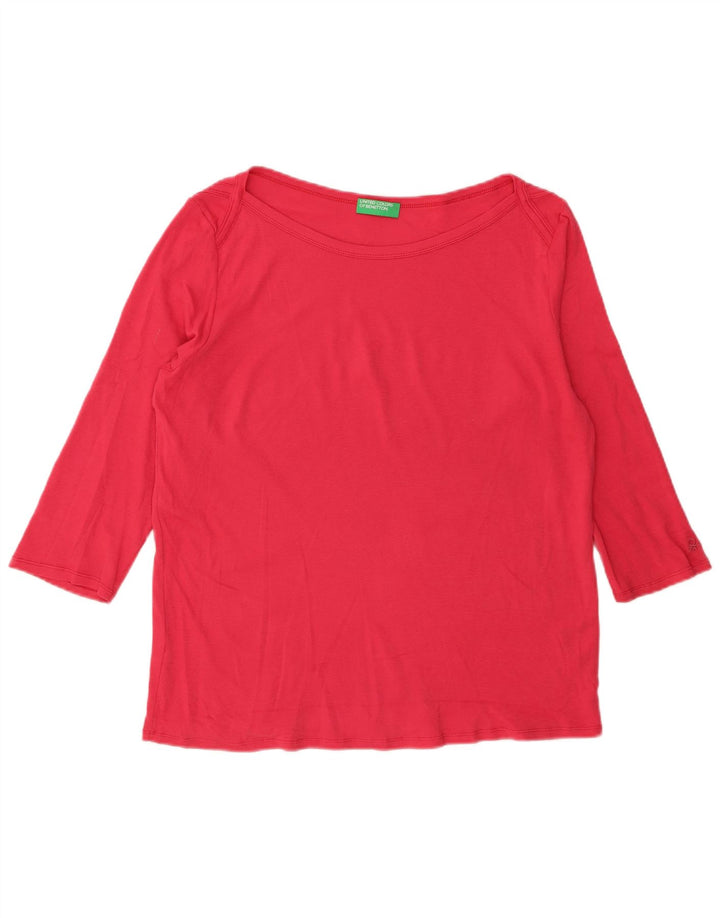 BENETTON Dame Top 3/4 ærmer UK 14 Large Red