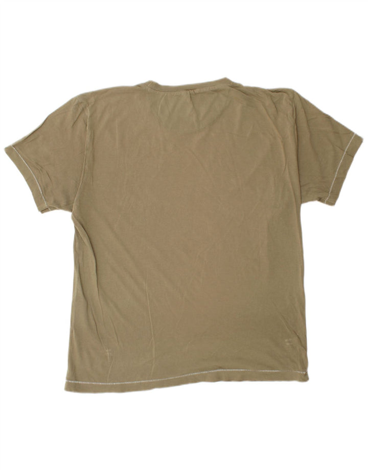 Champion Herre Hawaii Grafisk T-Shirt Top Medium Khaki Bomuld