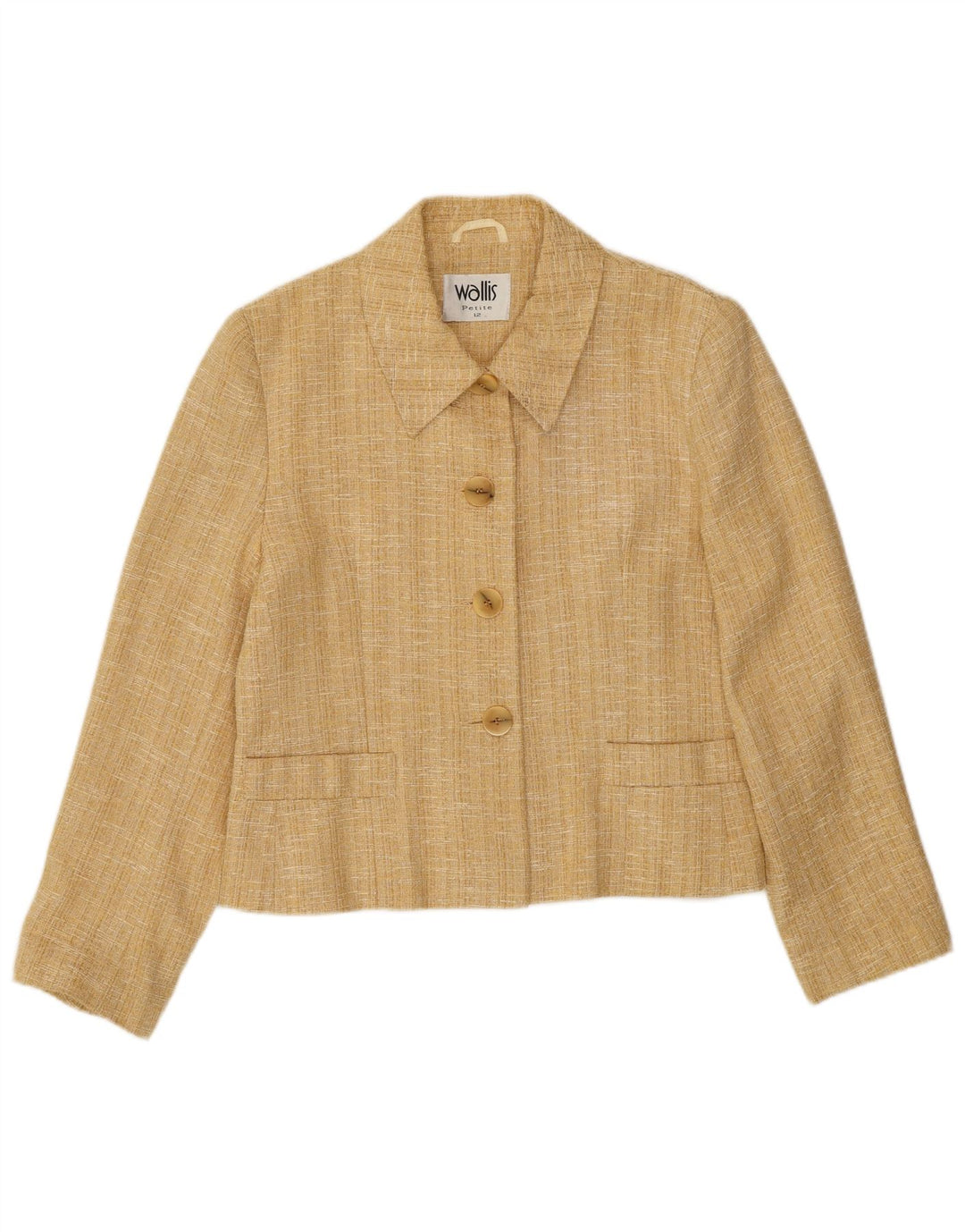 WALLIS Dame Petite Crop 4-knaps blazerjakke UK 12 Medium Beige