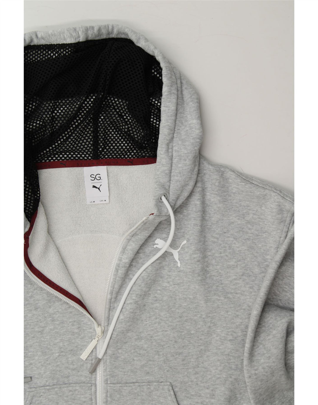 PUMA Womens Graphic Zip Hoodie Sweater UK 16 Medium Grey Cotton Vintage Puma and Second-Hand Puma from Messina Hembry 