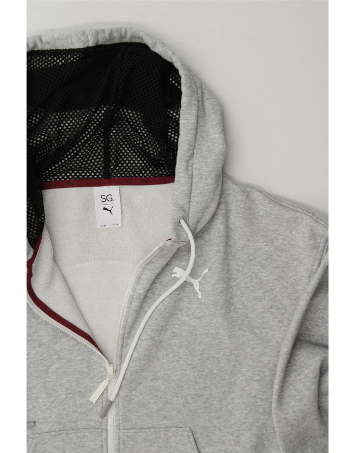 PUMA Womens Graphic Zip Hoodie Sweater UK 16 Medium Grey Cotton Vintage Puma and Second-Hand Puma from Messina Hembry 