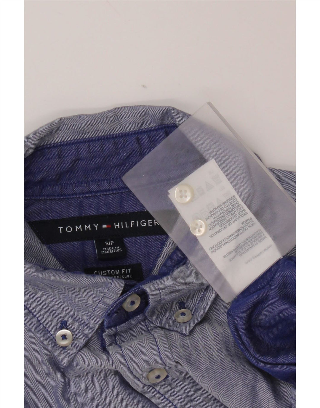 Tommy Hilfiger Herre Custom Fit skjorte lille blå bomuld