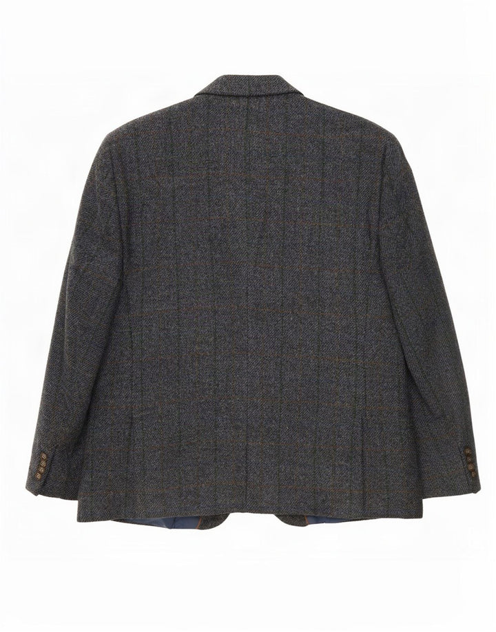 Harris Tweed Herre 2-knaps blazerjakke IT 52 XL Grå ternet uld