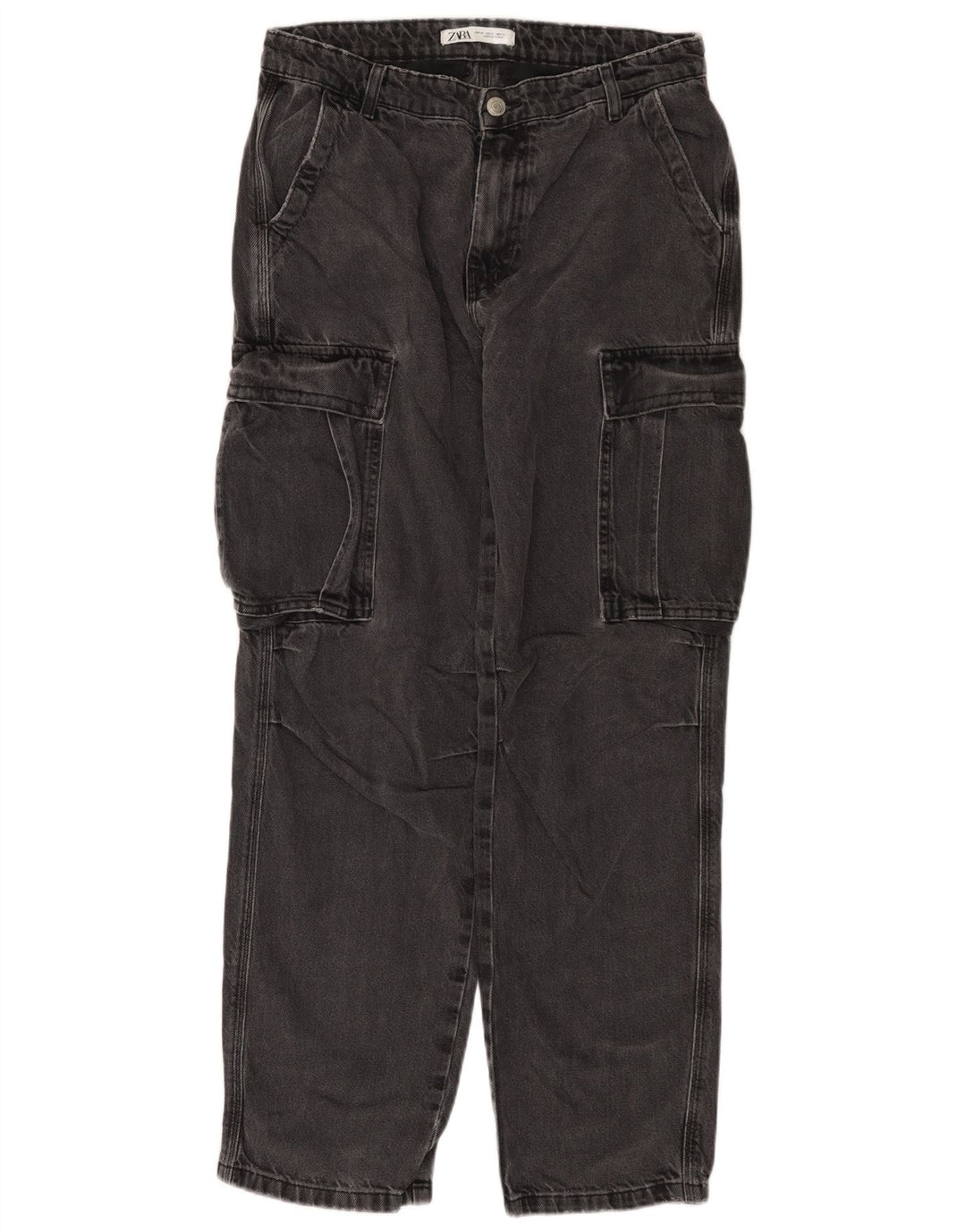 Zara Herre Cargo Straight Jeans EU 40 Medium W31 L31 Grå