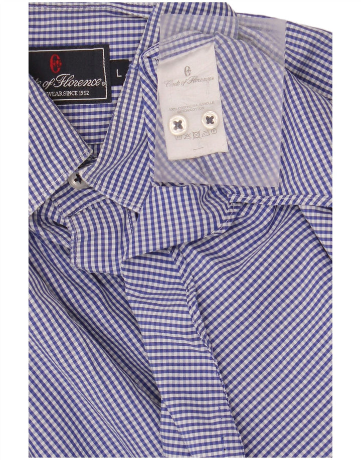 CONTE OF FLORENCE Herreskjorte Large Blue Gingham Cotton