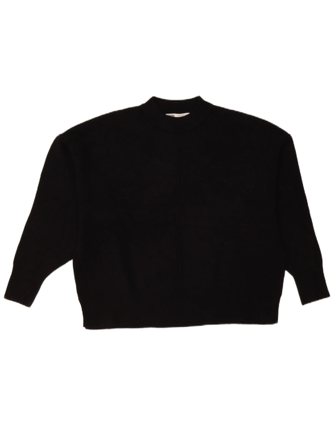 Zara Dame Oversized Turtle Neck Jumper Sweater UK 10 Small Black Viscose
