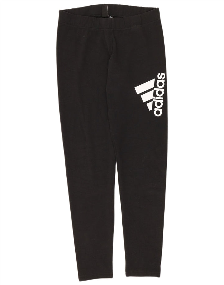 Adidas Dame Grafiske Leggings UK 12/14 Medium Sort Bomuld