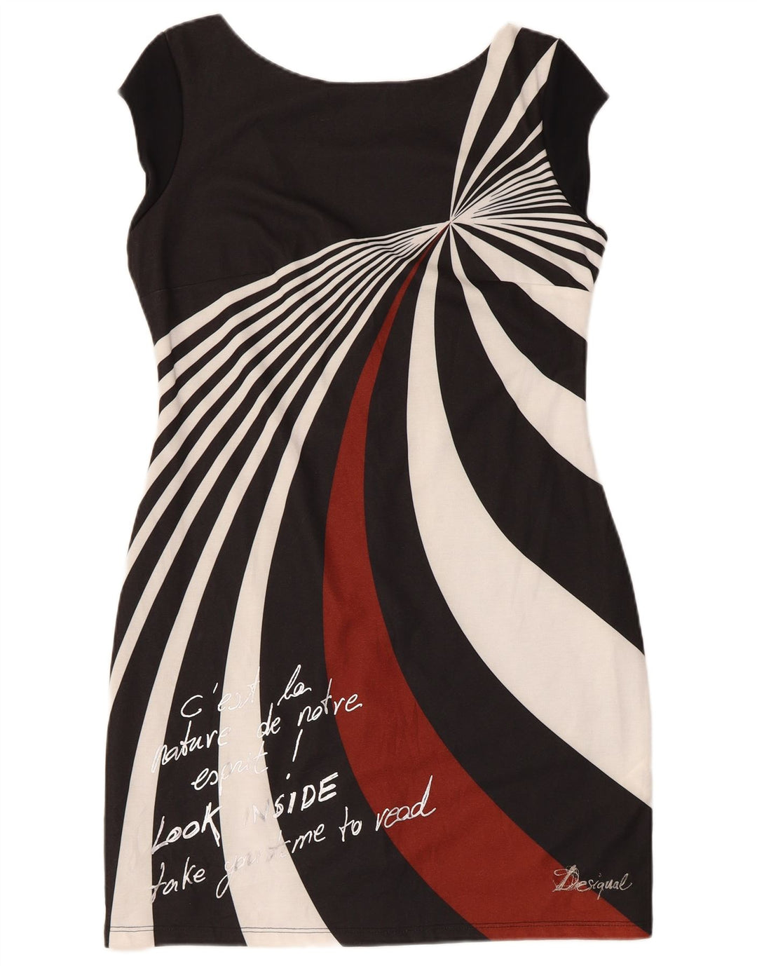 Desigual Kvinders Graphic Sheath Dress UK 18 XL Sort Polyester