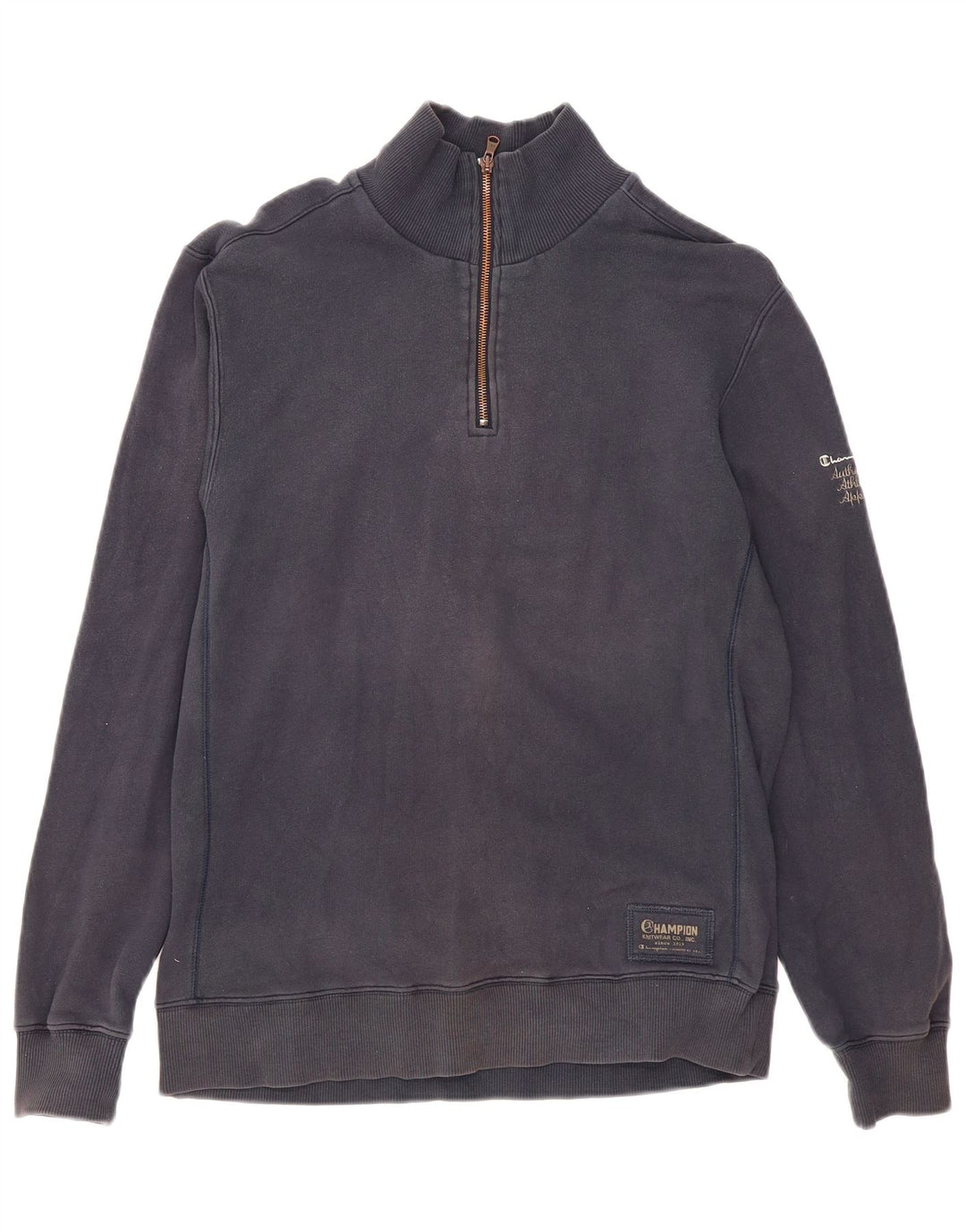 Champion Herre Zip Neck Sweatshirt Jumper Large Navy Blue Bomuld